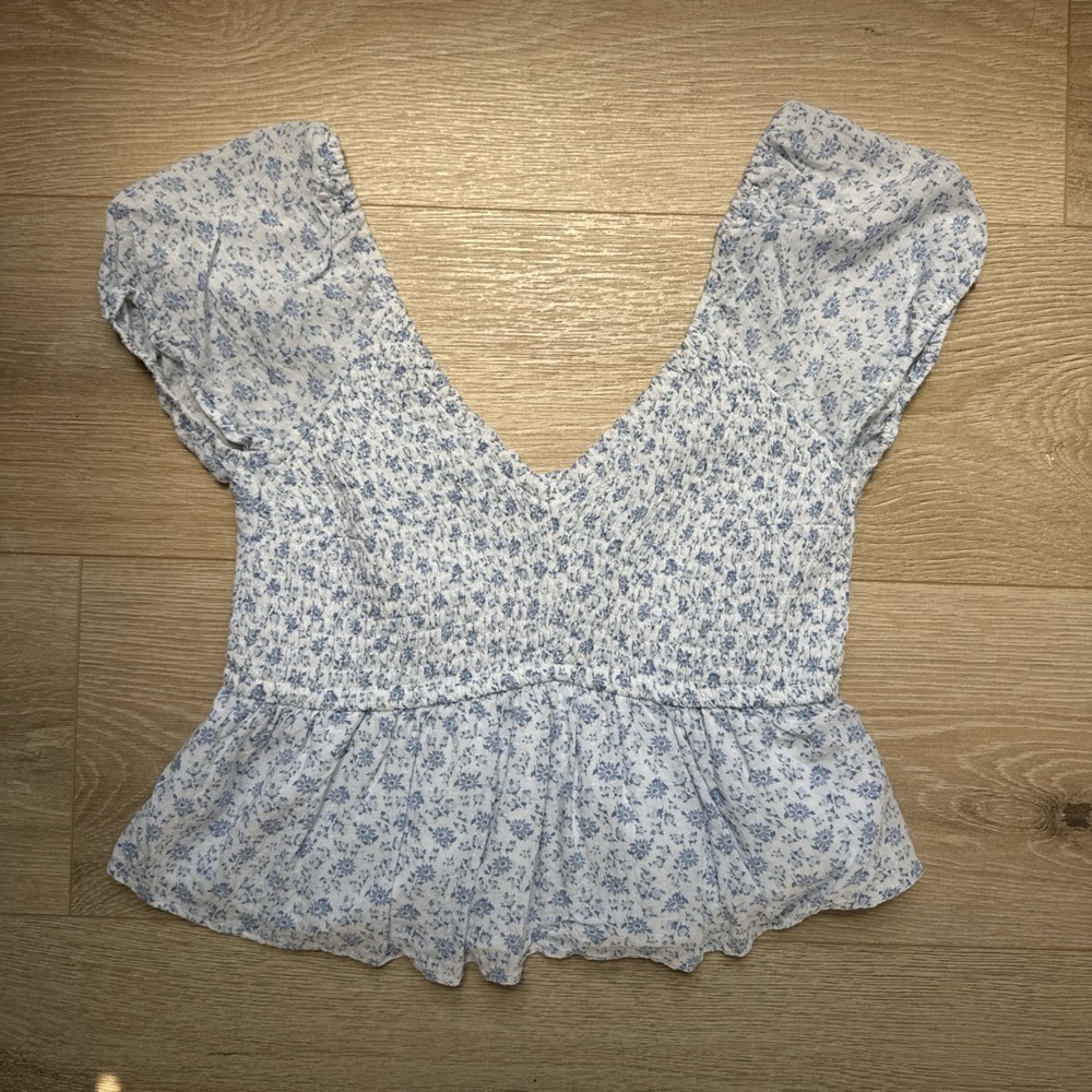 Hollister Light Blue Floral Blouse